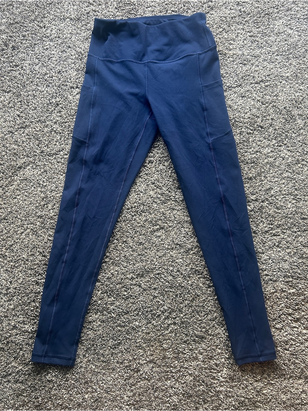 Womens High-Waist Navy Active Leggings with Side Panels